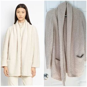$495 Vince Drape Front Cardigan Sweater Nubby Wool Ivory Oatmeal Sz XS